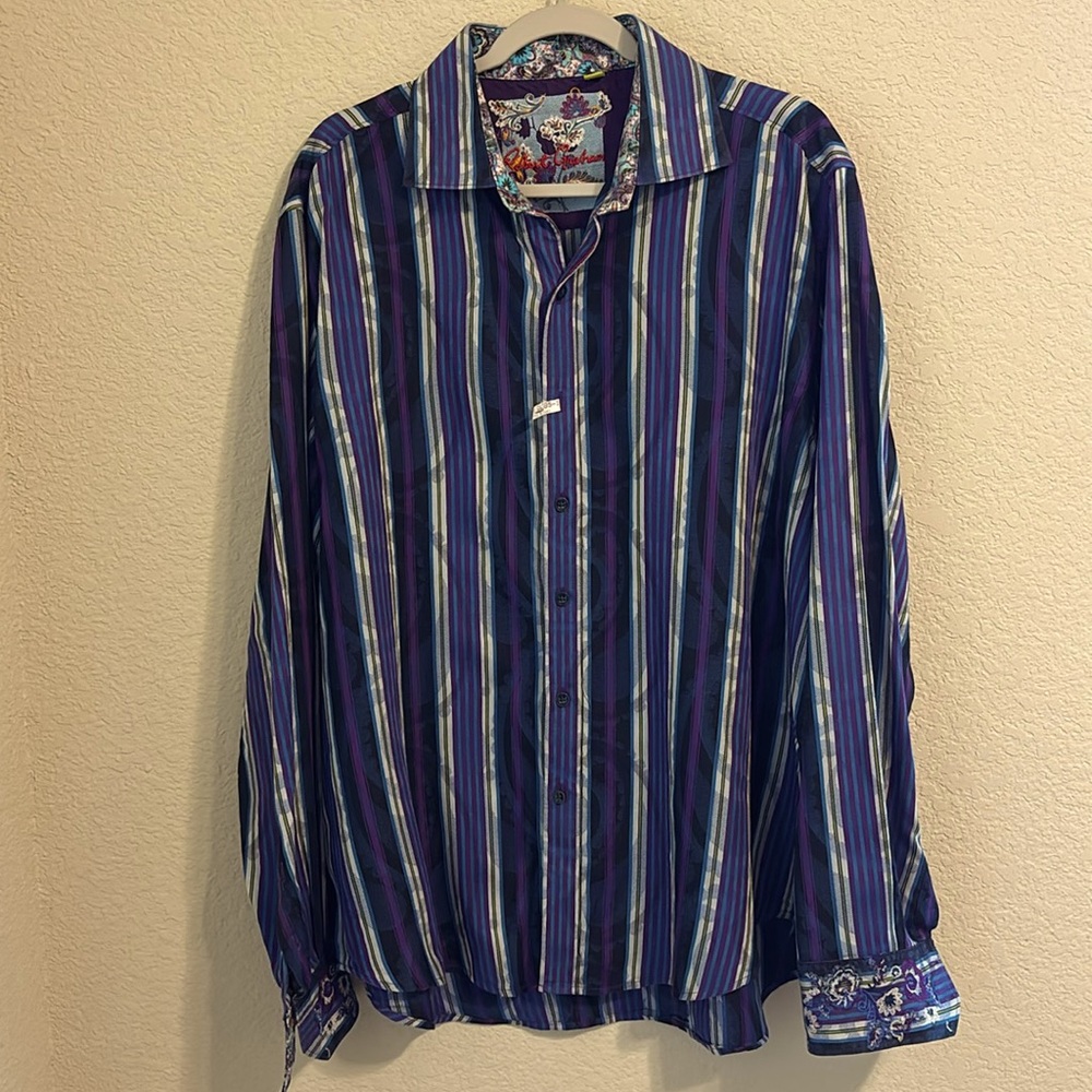 Robert Graham Men Casual Shirt Sz 2XL Stripes